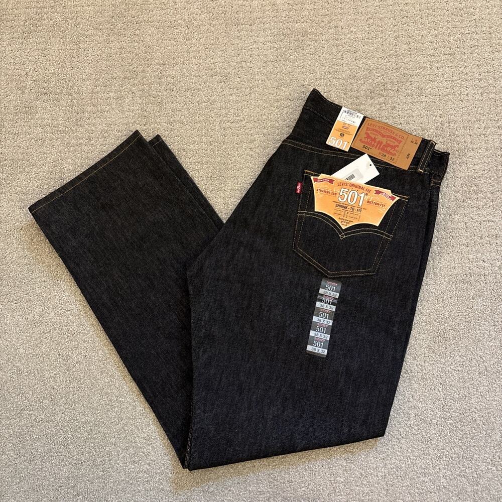 VTG NWT Levis Original 501 Shrink To Fit Y2K Button Fly Raw Denim Sz 38/32